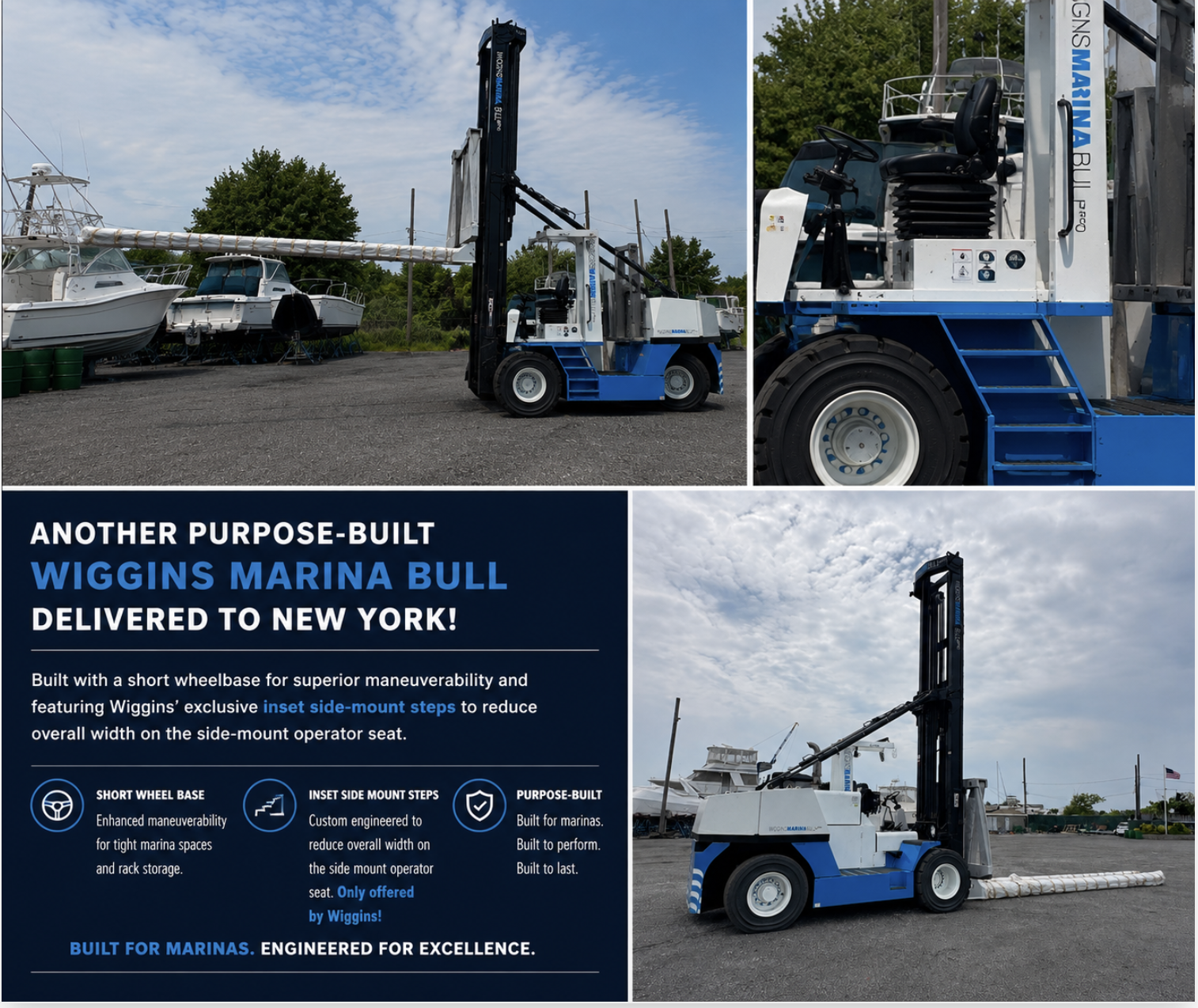 New Wiggins Marina Bull Delivered to New York | Custom Short Wheelbase Marina Forklift